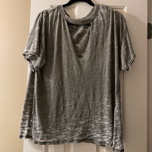 Green distressed free people top